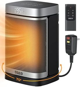 Dreo Electric Room Heater for Rest room and Indoor, Moveable Heater, 1500W Risk-free and Peaceful PTC Ceramic Heater, 40-95°F Electronic Thermostat, 70°Oscillating, Remote, ALCI Basic safety Plug, 12h Timer, 5 Modes